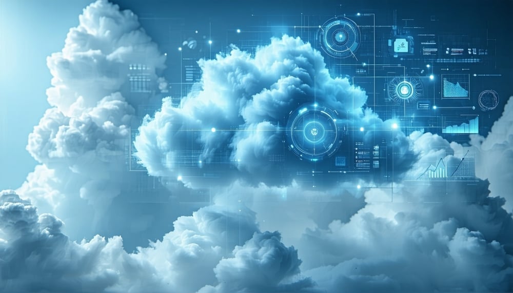 A digital representation of cloud technology and enterprise solutions A digital representation of cloud technology and enterprise solutions